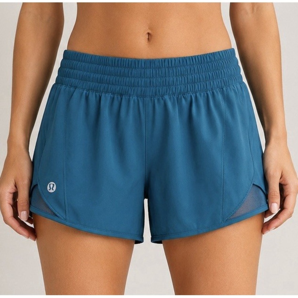 Lululemon Blue Women's Athletic Mesh Shorts Lined Elastic Waist Gym LW7DESS.01